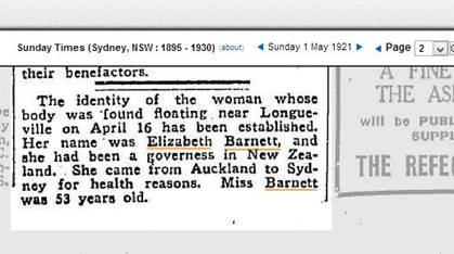Elizabeth Barnett - governess in Auckland
