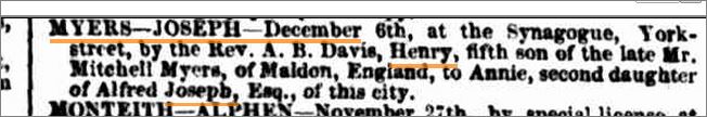 Annie Joseph - marriage notice 1865.JPG
