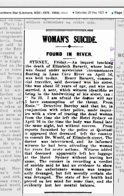 Elizabeth Barnett - suicide note of sorts